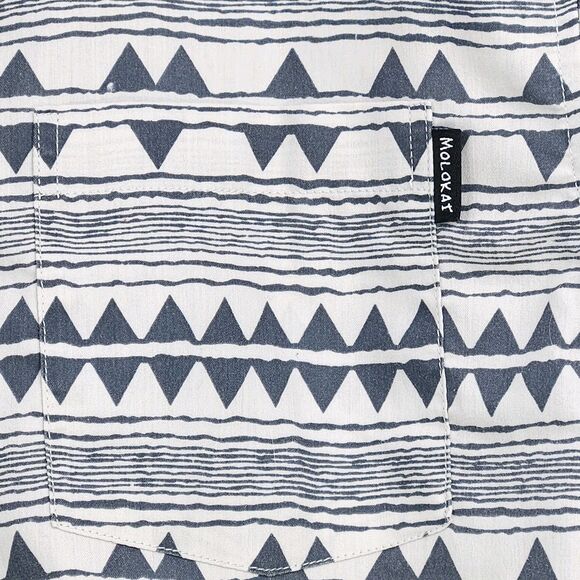 Molokai Surf Co Button Shirt Large Geo Print Hawaiian Tribal Cotton Blend Beach - Picture 3 of 11